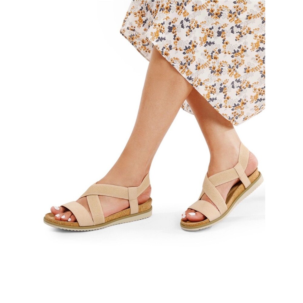 DREAM PAIRS Cushioned Footbed Elastic Cross-Strap Cork Sandals Size 7